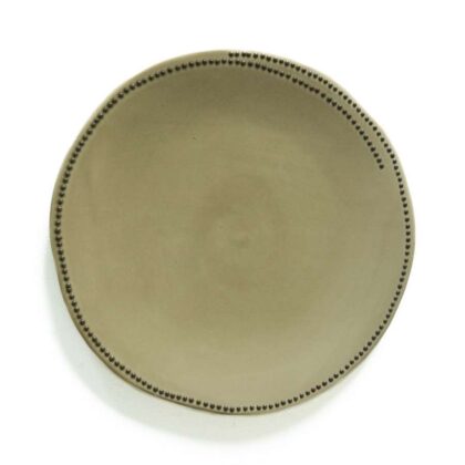 Green Porcelain Plate With Spotted Edge
