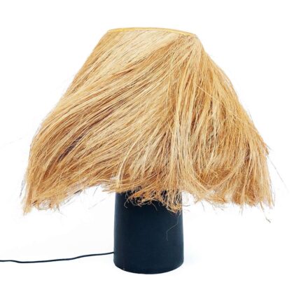 The Abaca Conical Table Lamp - Black Natural
