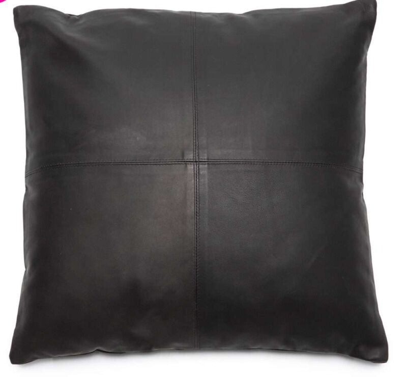 The Four Panel Leather Cushion Cover - Black - 40x40