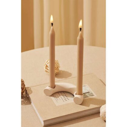 Nordic Style C Shaped Concrete Candle Holder- Ivory - Case Of 2