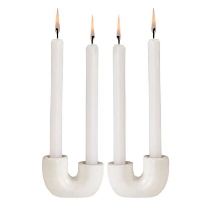 Nordic Style U Shaped Concrete Candle Holder- Ivory (Set Of 2)
