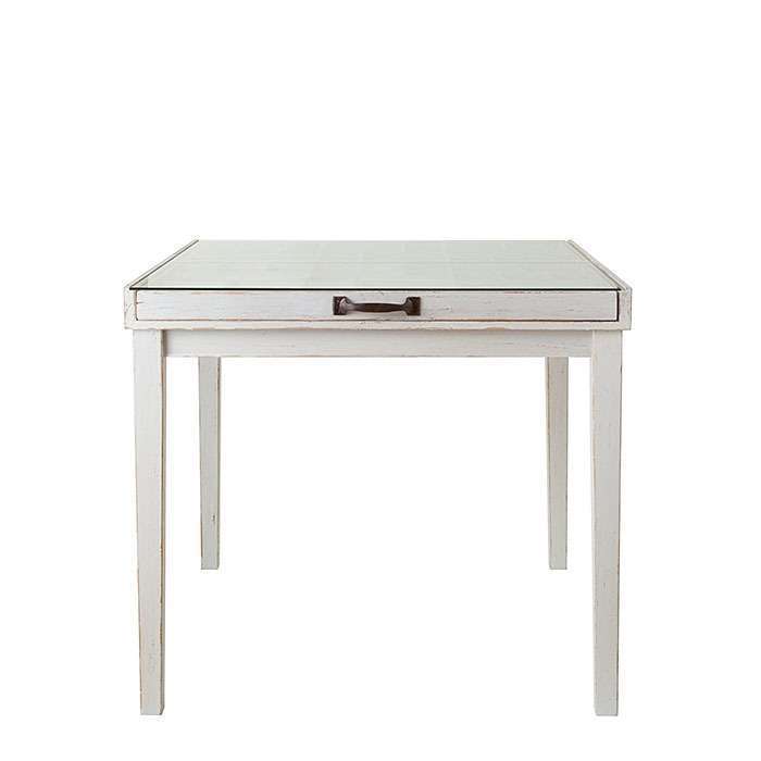 White Wooden Table with Glass