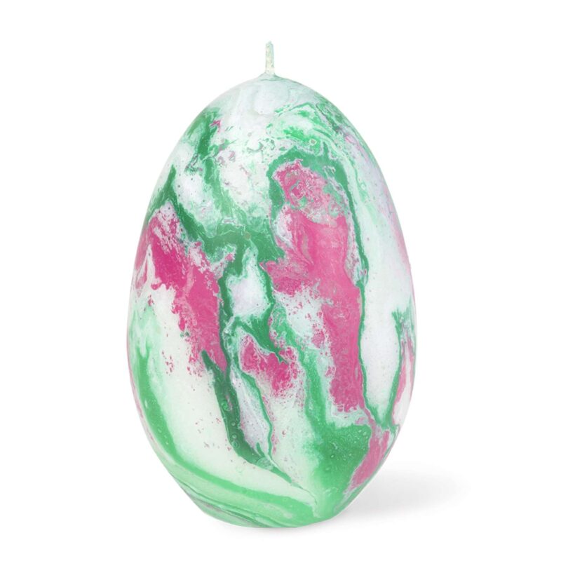 Marble Egg Candle Green & Pink