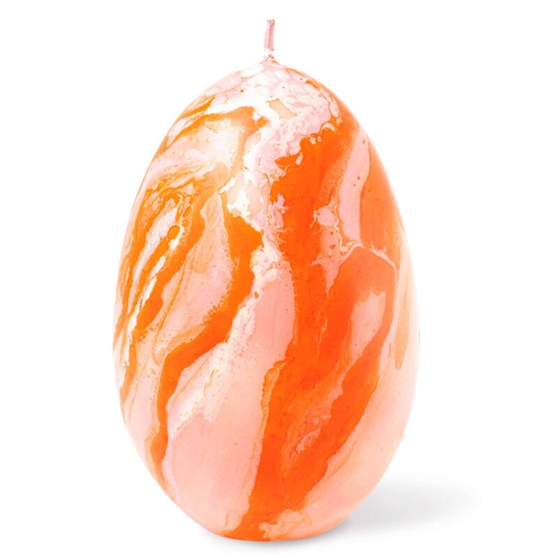 Marble Egg Candle Orange & Pink
