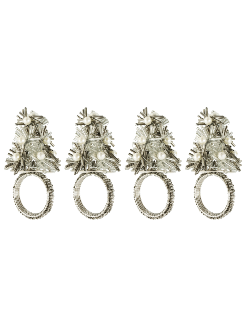 Silver Christmas Tree Napkin Rings
