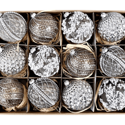 Silver Vintage-Box Glass Balls