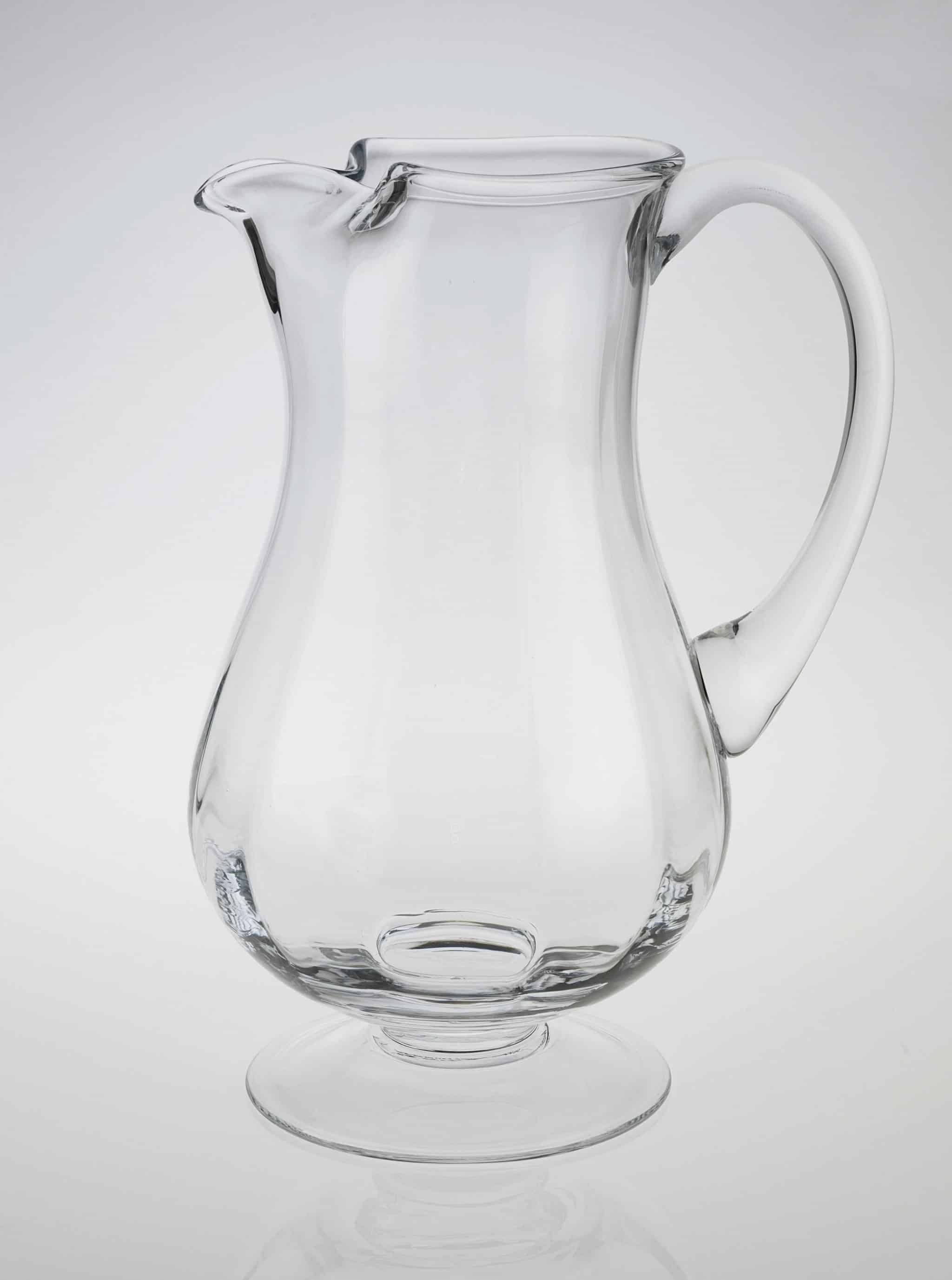 Blown Clear Glass Sterling Silver Cocktail Pitcher