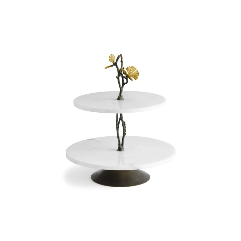 Butterfly Ginkgo Small Marble Etagere
