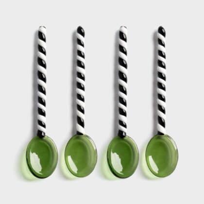 set of 4 green spoons