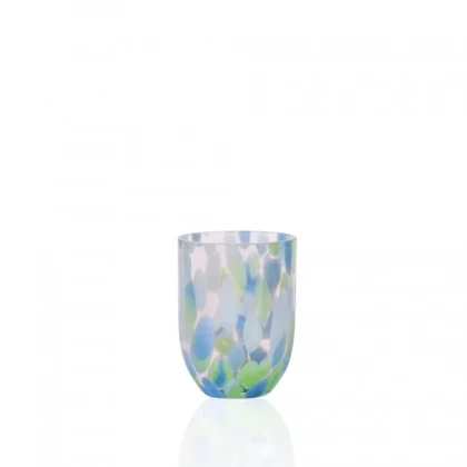 big glass tumbler with blue and green color