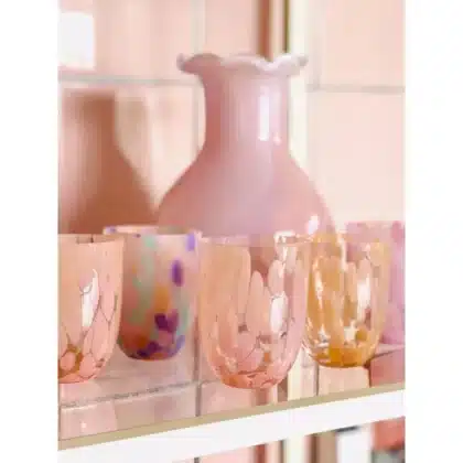 big glass tumbler with peach color