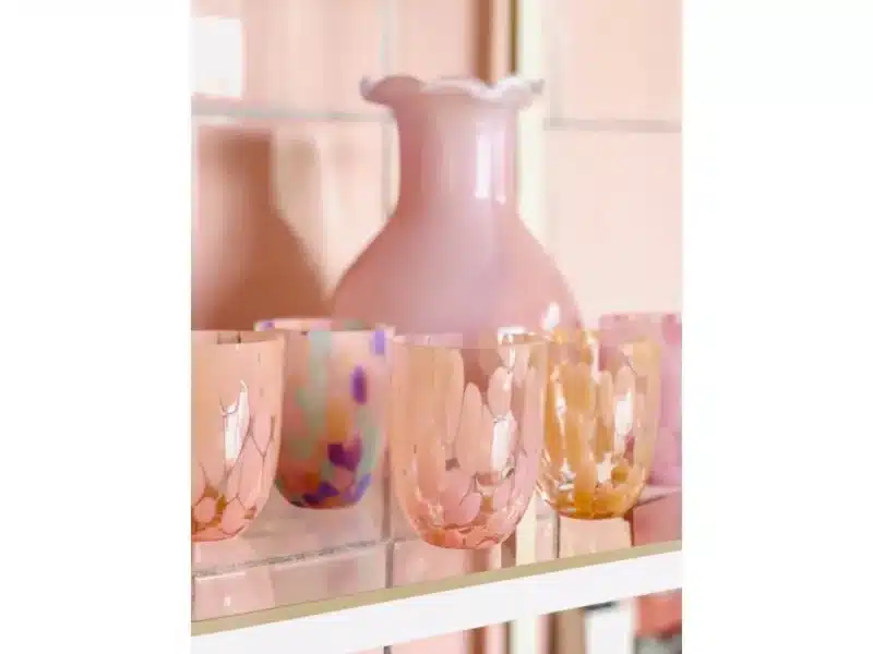 big glass tumbler with peach color
