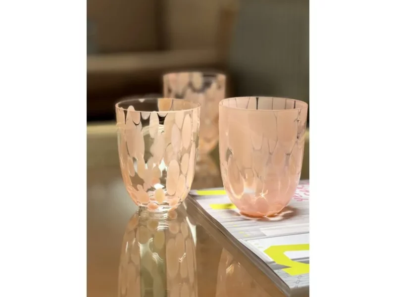 big glass tumbler with peach color