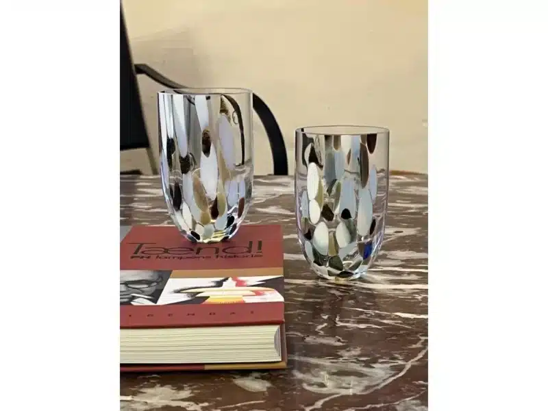 glass tumbler with marbles