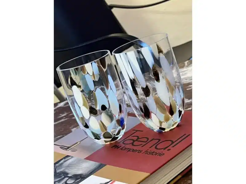 glass tumbler with marbles