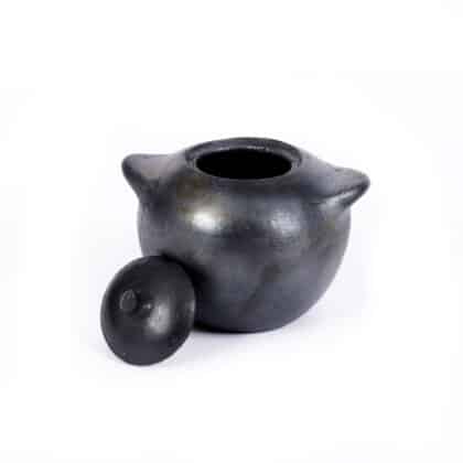 A black burned jar made from terracota