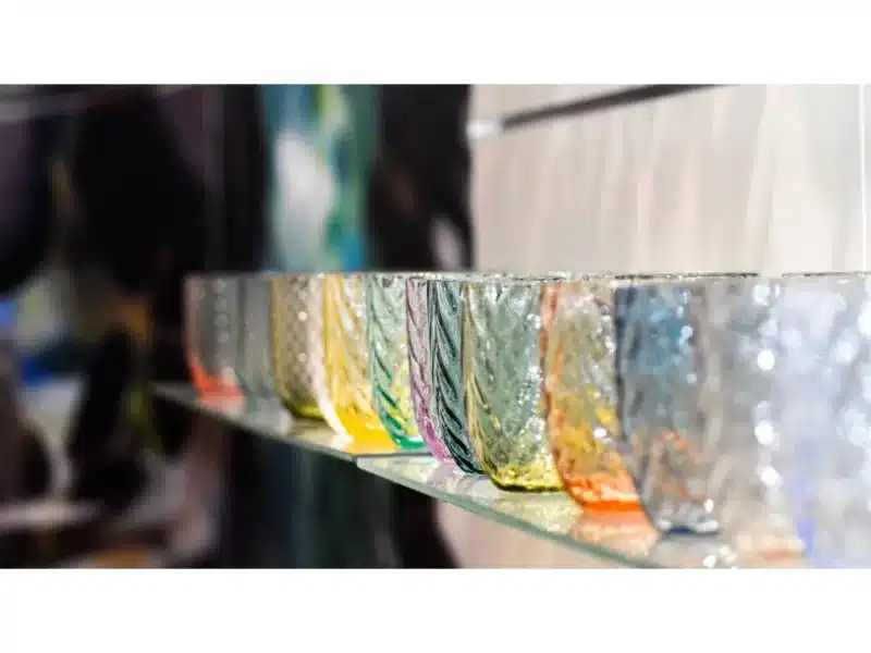 colorful glass tumblers