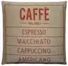 A white cotton cushion with a phrase Caffe on it