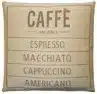 A sand cotton cushion with a phrase Caffe on it
