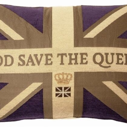A cotton cushion with United Kingdom flag on it