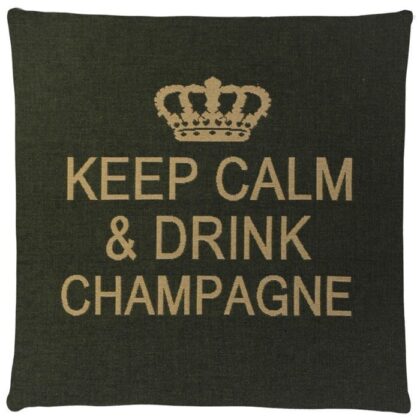 A cotton cushion with a phrase Keep Calm & Drink Champagne on it