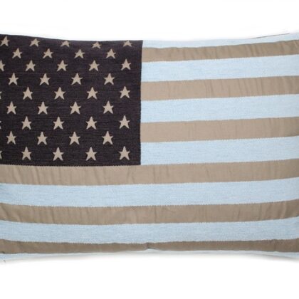 A cotton cushion with USA flag on it
