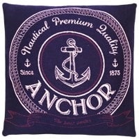 Blue Cotton Cushion with Anchor on it