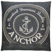 Grey Cotton Cushion with Anchor on it