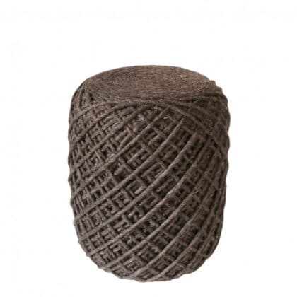 Chocolate Wool Pouf with Cylindrical shape