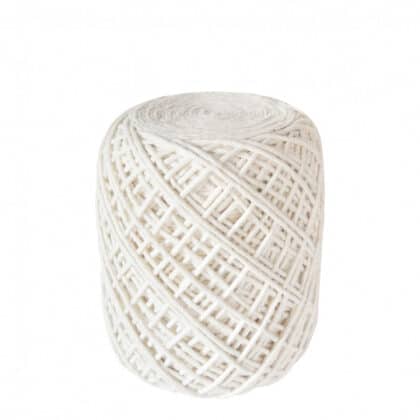 Cream Wool Pouf with Cylindrical shape