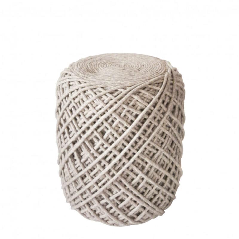 Linen Wool Pouf with Cylindrical shape