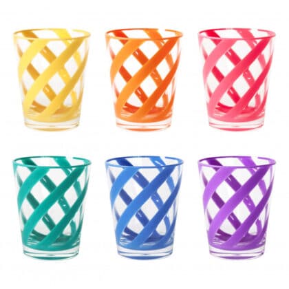 set of 6 colorful glasses