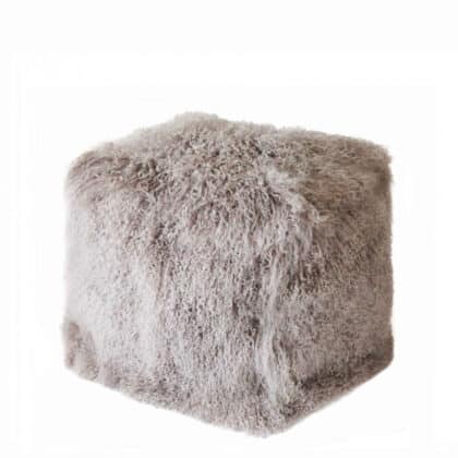 Linen Fur Pouf with cubic shape