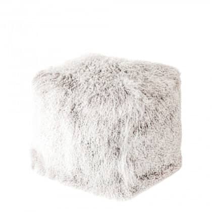 White Fur Pouf with cubic shape