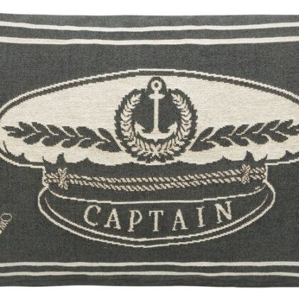 Cotton Cushion with nautical Captain hat on it
