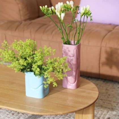 Puffy Light Blue and Light Pink Vases