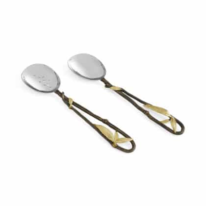 2 stainless steel serving spoons