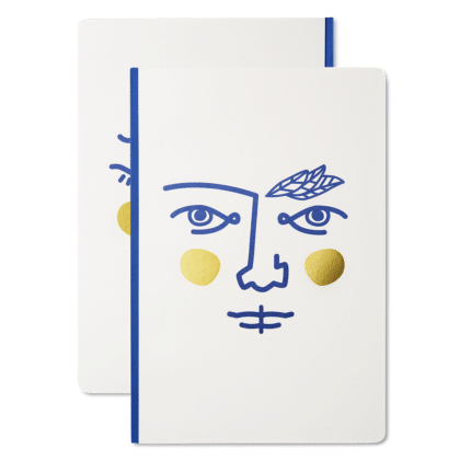 A5 notebook with a face