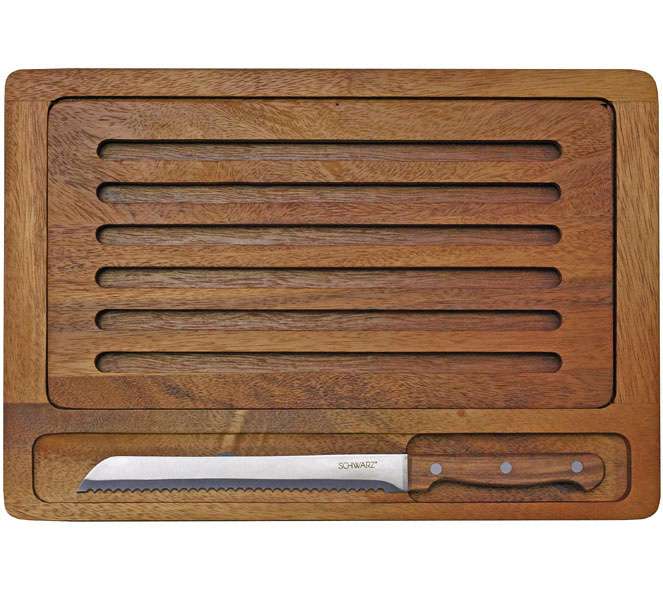 Bread cutting board with knife