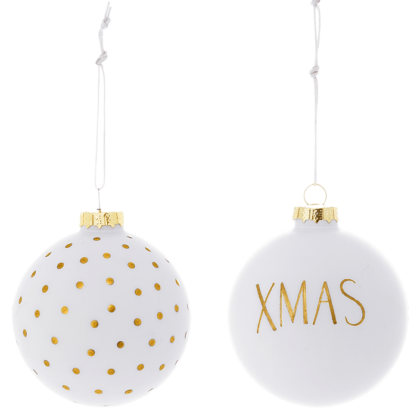 Christmas Balls Ornament - White Glass
