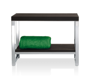 image bench in dark wood and steel decor Walther