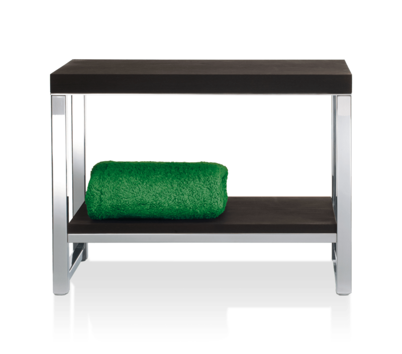 image bench in dark wood and steel decor Walther