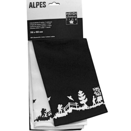 solid black and white swiss alps design kitchen towel