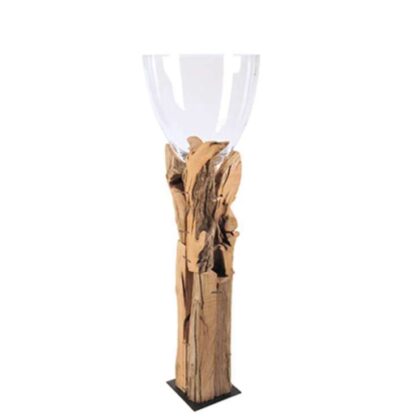 glass vase on wood stand schlittler