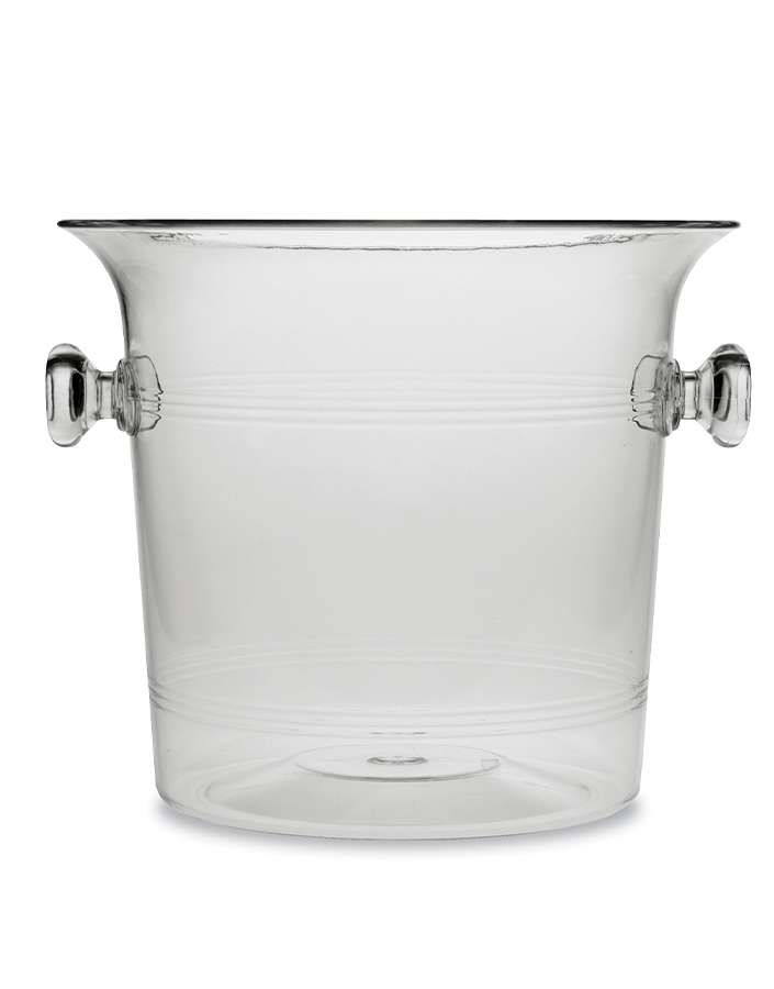 A clear acrylic wine ice bucket the vino from Vinart