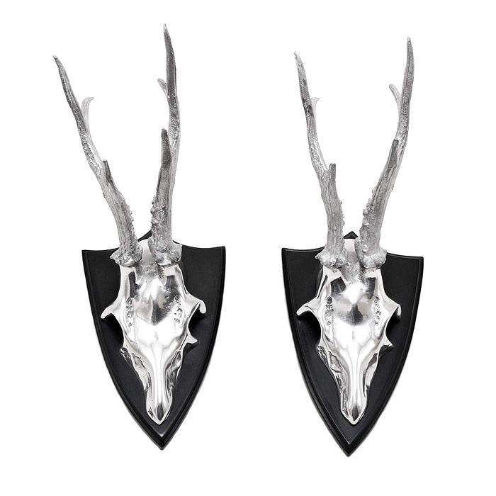 set of 2 bronze stag heads deer wall accessories